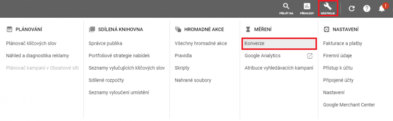 Google Ads - měření konverzí